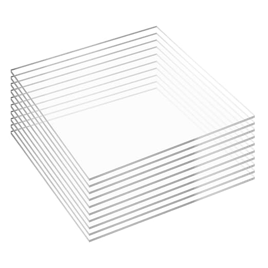 KAITELA Pack of 10 Clear Acrylic Sheet 12" x 12" Cast Plexiglass Square 1/8" by KAITELA