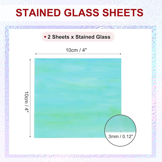 PATIKIL 4 x 4 Inch Transparent Stained Glass Sheets, 2 Sheets Mosaic Glass - Image 2