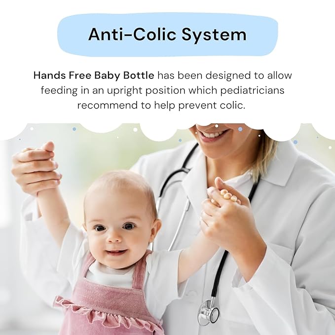 Hands-Free Baby Bottle - Anti-Colic Nursing System 9 oz Baby Bottle with Fast Flow Nipple/Teat 3m+ Infant with Tube Straw Feeding System for Toddler (2 Bottles - Blue)