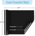 Black Heat Transfer Vinyl 12" x 10ft Black Iron On Vinyl - Image 2