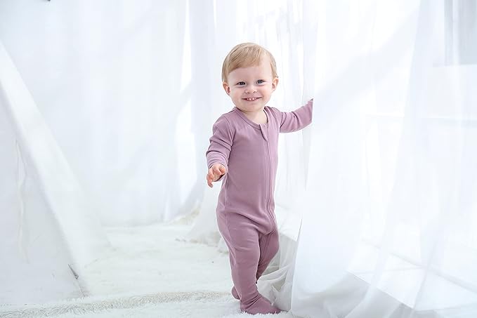 O2 BABY Baby Boys Girls Organic Cotton Zip-Front Sleeper Pajamas, Footed Sleep 'n Play