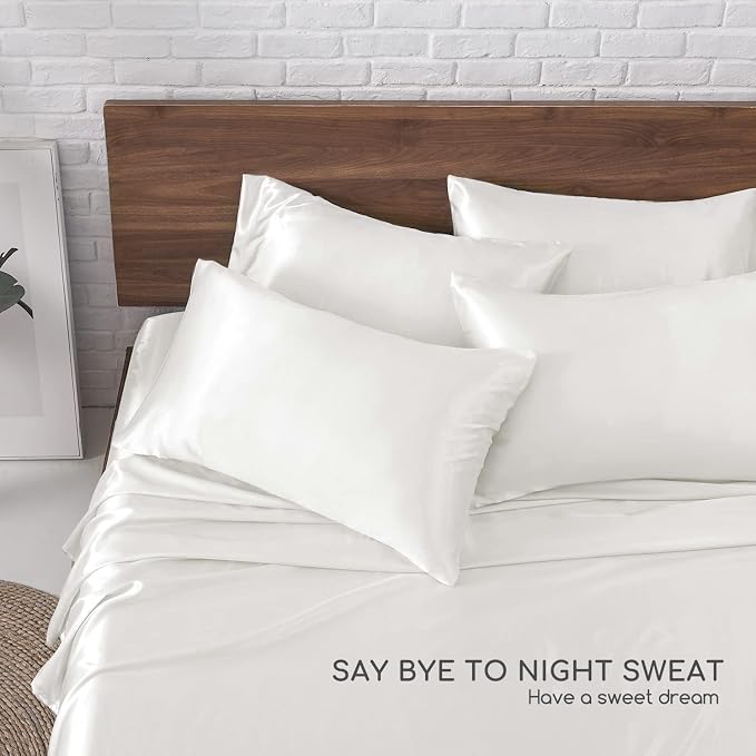 MR&HM Satin Bed Sheets, King Size Sheets Set - Image 5