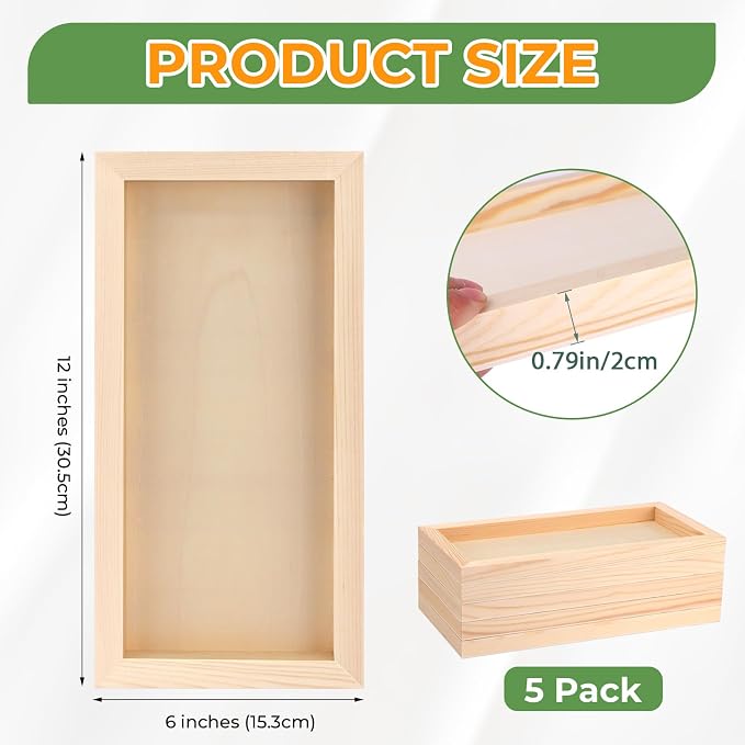 FSWCCK 5 Pack 6 x 12 inch Wood Panel Boards, Unfinished Wood Canvas Panels - Image 2