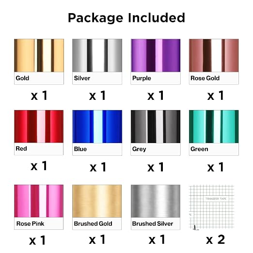 11 Sheets 12"x10" Multicolored Chrome Mirror Permanent Vinyl - Image 2