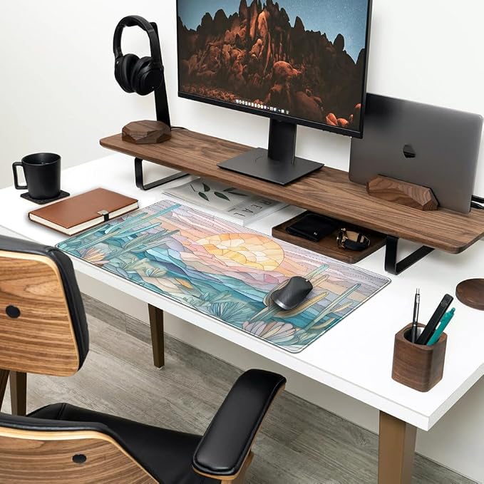 Desk Mat Gaming Abstract Ocean Desk Pad Large Mouse and Keyboard Pad, Faux - Image 3