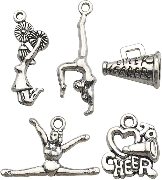 50 PCS Cheerleader Charms Collection, Cheer and School Spirit Gymnastics Girl by Youdiyla