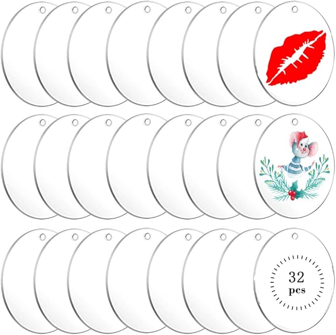 32 Pieces 2Inch Clear Acrylic Ornament Blanks Round Ornament Transparent by XWAIO