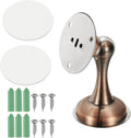 uxcell Magnetic Door Stopper, Stainless Steel Heavy Duty Door Holder, No Drilling Doors Knob Wall Protector with Self-AdhesiveTapes and Screws for Home Wall Floor Mounting, Red Bronze