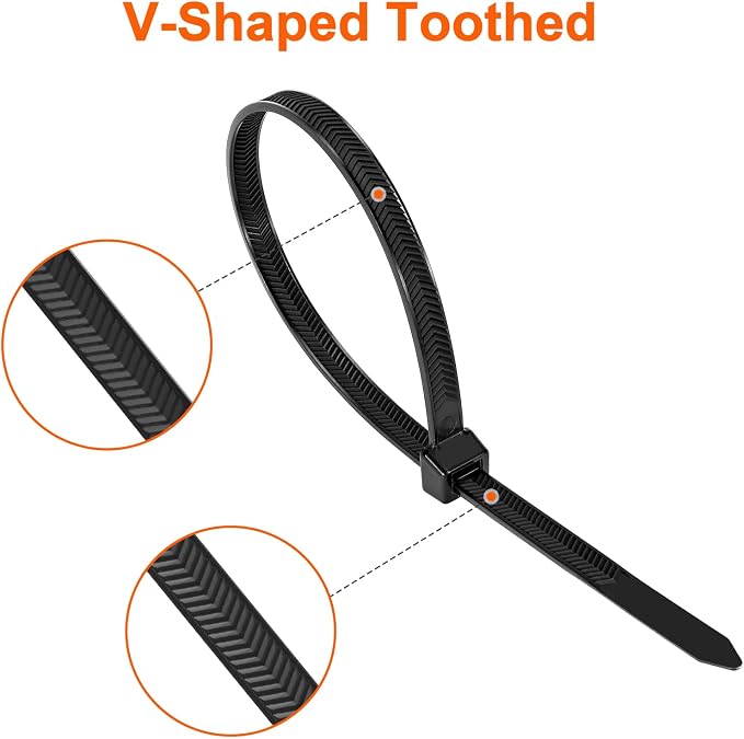 Zip Ties Heavy Duty 12 inch，V-Shaped Toothed Double Sided - Image 2