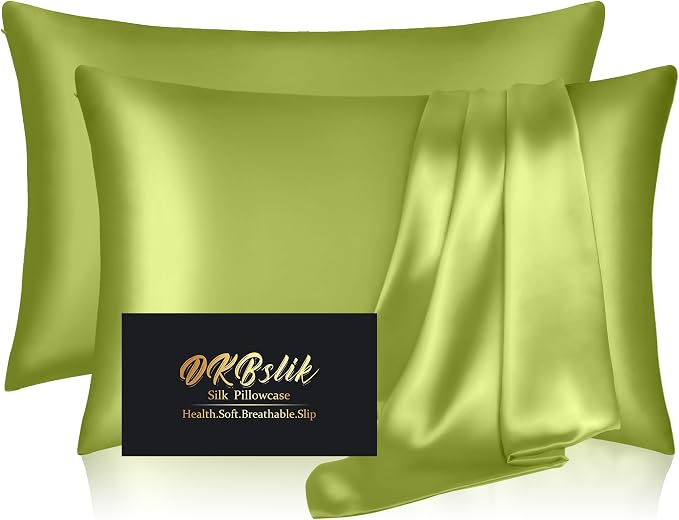 Silk Pillowcase 2 Pack, Natural Mulberry Silk Pillow Cases, Anti Acne Silk by HOME