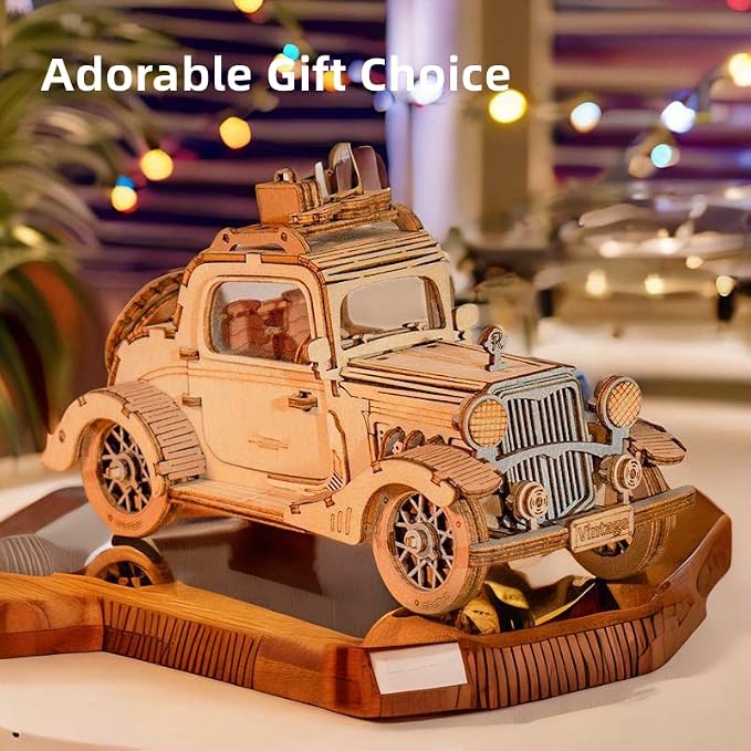 Rowood 3D Puzzles for Adults, Vintage Car Wooden Model Kits to Build, DIY Adult - Image 3