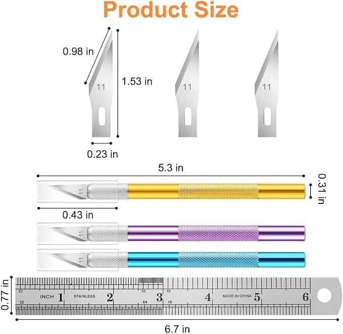 3PCS Craft Knife Hobby Knife Includes 30PCS Spare Exacto Knife Blades #11 and A - Image 2