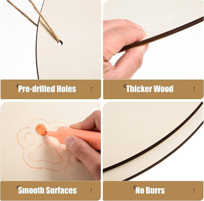 12 Pcs 16 Inch Wood Circles for Crafts Unfinished Round Wood Discs Blank Wooden - Image 3