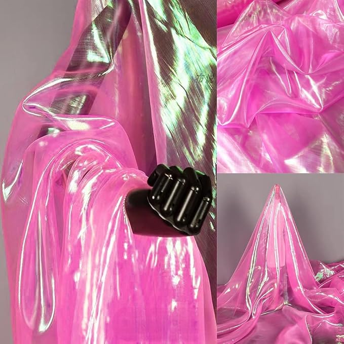 3.3 Yard Long Hot Pink Iridescent Organza Fabric by Unknown