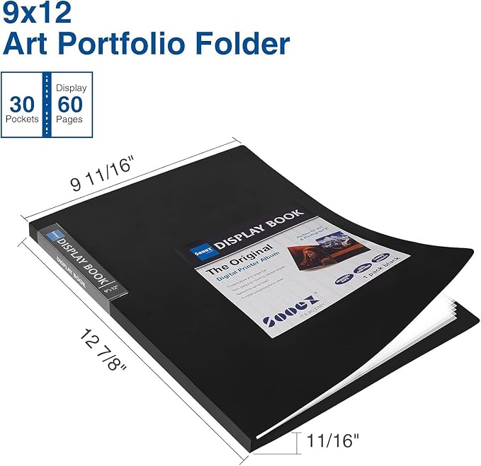 Sooez 30-Pocket Binder with Plastic Sleeves 9x12, Heavy Duty Art Portfolio - Image 2