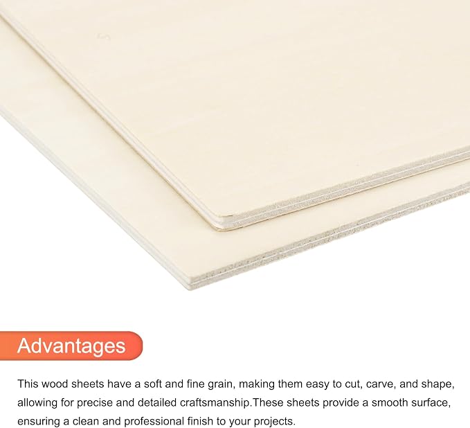 MECCANIXITY 3pcs Basswood Sheets 12 x 16 x 5/32 Inch Unfinished Wood Boards - Image 4