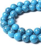 38PCS 10mm Natural Stone Beads Blue Turquoise Round Loose Gemstone Beads - Image 3