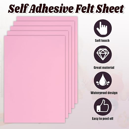 Biaungdo Pink Self Adhesive Felt Sheets, 8 x 12 Inch, Felts Fabric - Image 3
