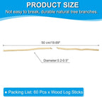 PATIKIL 60 Pcs / 50cm Wood Log Sticks, 0.2-0.5inch in Diameter Natural Driftwood - Image 2