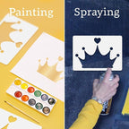4 Pack Crown Craft Stencil Templates 11.7 x 8.3 Inch Reusable Princess Qeen Art - Image 3