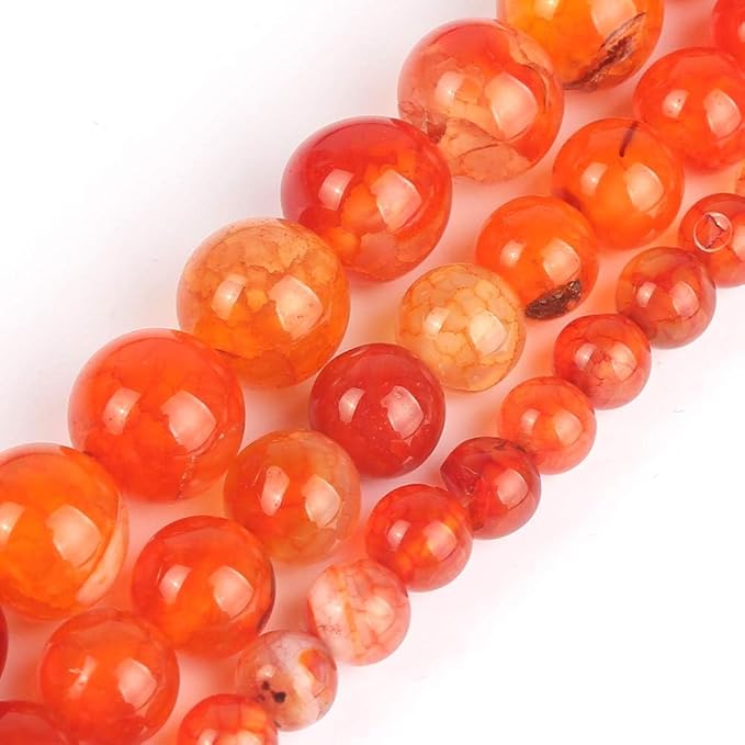 45pcs Smooth Natural Orange Agate Beads，8mm Dragon Vein Gemstone Round Loose - Image 8