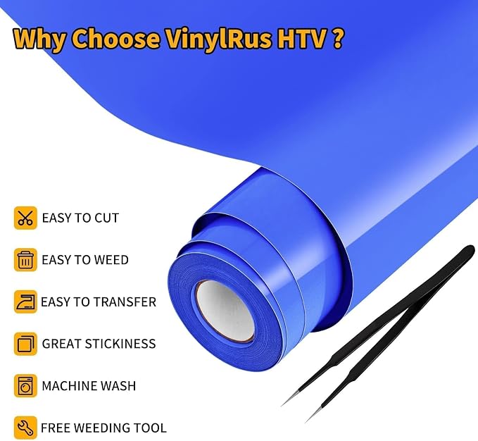 VinylRus Heat Transfer Vinyl-12” x 25FT Iron on Vinyl Roll - Image 4