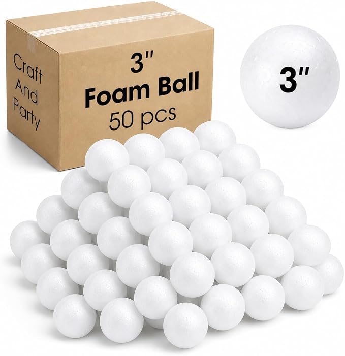Evershine 50 Pack 3 Inch Craft Foam Ball by Evershine