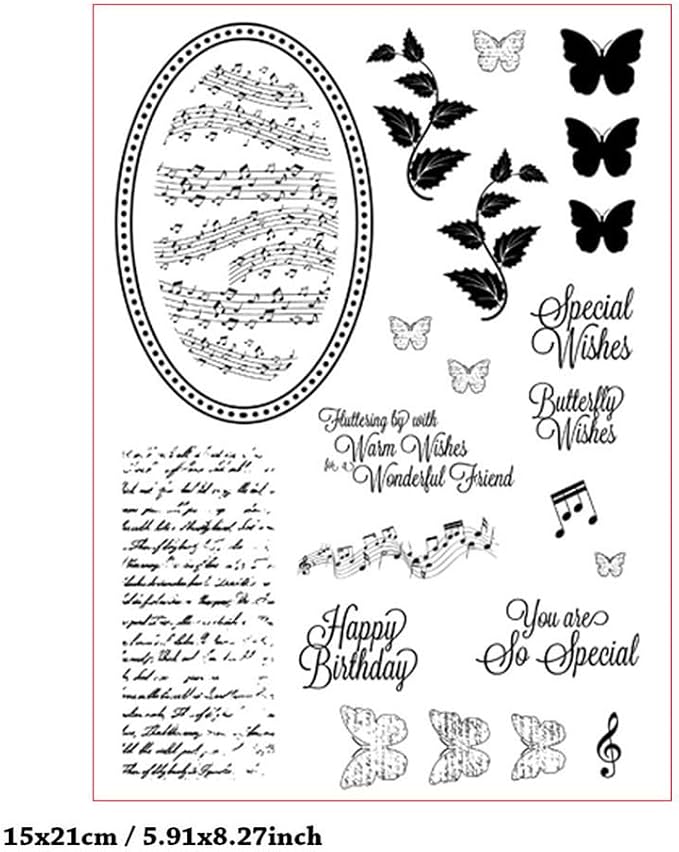 Vintage Words Music Background Clear Stamps Cards - Image 2