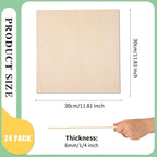 24 Pack 12 x 12 x 1/4 Inch-6mm Thick Basswood Sheets - Image 2