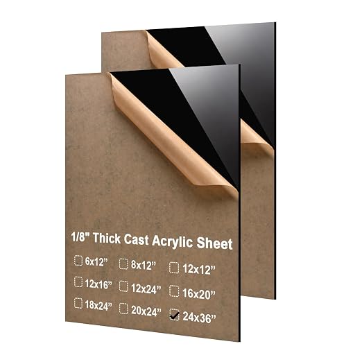 KINLINK 24x36 Plexiglass Sheets 1/8 inch Thick - 3mm Black Cast Acrylic Sheet by KINLINK