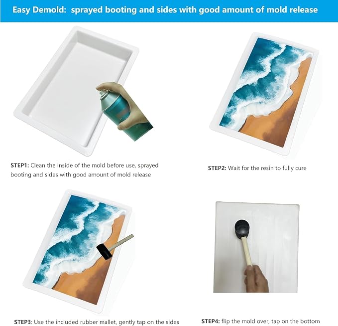 2Pcs Large Epoxy Mold with Clamping System 19.5x11x3 inch 15.8x9x3 inch - Image 4
