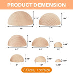 ZENFUN 8 Pcs 8 Sizes Half Round Pottery Tools Set, Wooden Ceramic Top Tool Clay - Image 2