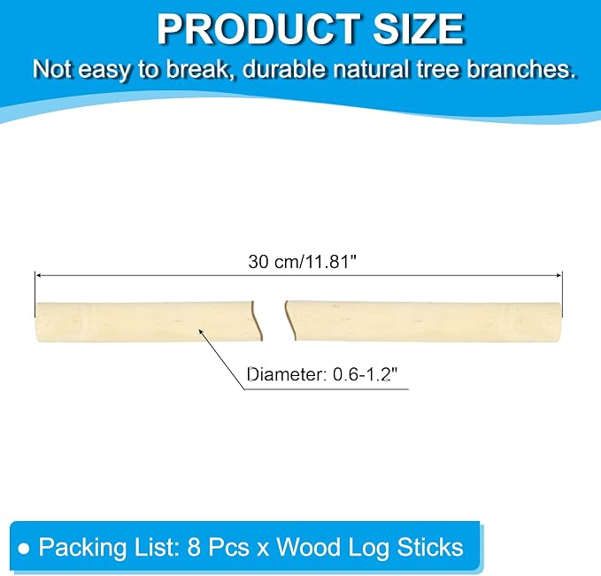 PATIKIL 8 Pcs / 30cm Wood Log Sticks, 0.6-1.2inch in Diameter Natural Driftwood - Image 2