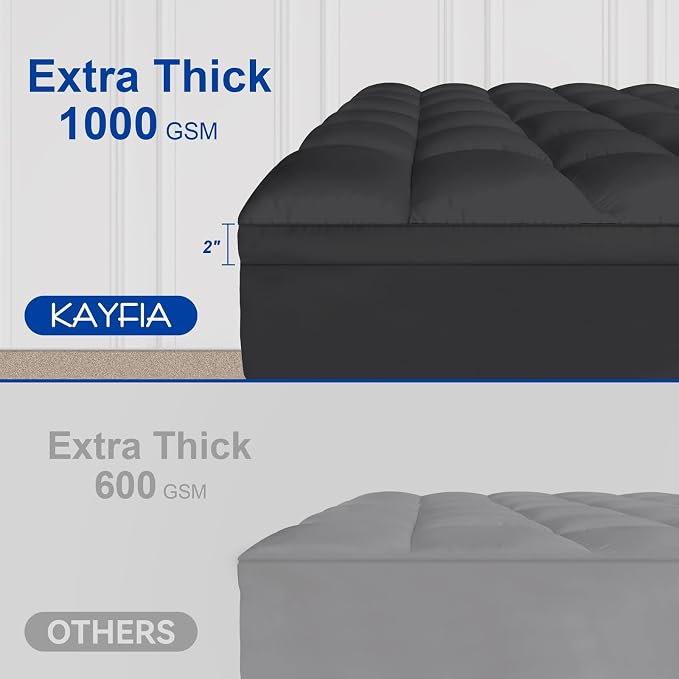 KAYFIA Full Mattress Topper, Extra Thick Mattress Pad Cover - Image 2