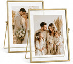 AceList Floating Picture Frame, 2 Pack 8x10 Gold Double Glass | Clear by AceList