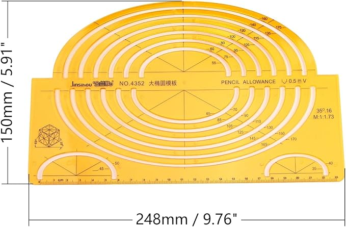 Utoolmart Geometric Drawings Templates Plastic Measuring Template Rulers | - Image 2
