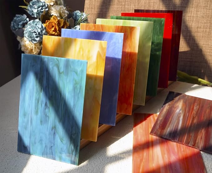 Lanyani 10 Sheets Variety Streaky Glass Packs 4 x 6 inch Cathedrals Stained - Image 2