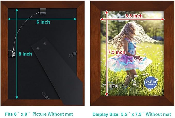RPJC 6x8 inch Picture Frame Made of Solid Wood and High Definition Glass - Image 4