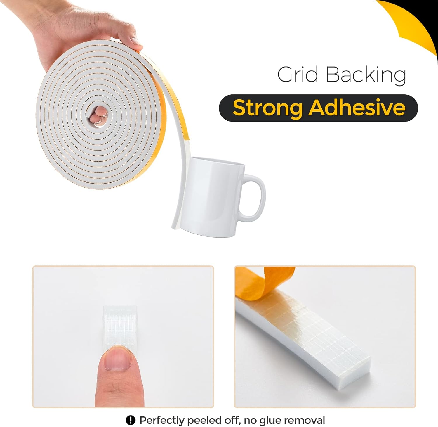 10 Feet Weather Stripping Door Seal, 3" Wide X 1/8" Thick Door Seal Strip High Density Foam Tape Adhesive Strip for Door Soundproofing,Window Insulation (3" x 1/8" x 10FT, White)