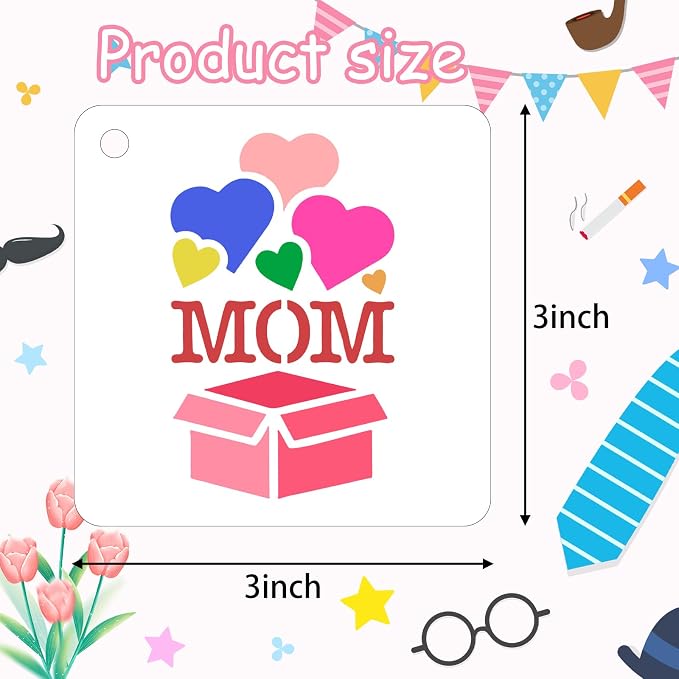 Augshy 56 PCS Happy Mothers Day Fathers Day Stencils, 3 Inch - Image 2