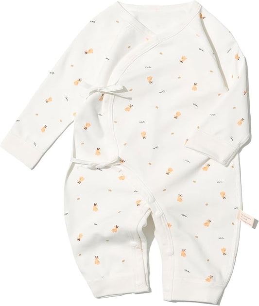 100% Organic Cotton Soft 0-6 Months Unisex Footless Newborn Baby Sleepers Pajamas Romper Boys Girls Long Sleeve