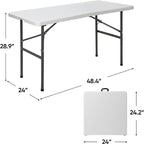 SUPER DEAL Portable 4 Foot Plastic Folding Table, Small Indoor Outdoor Heavy - Image 3