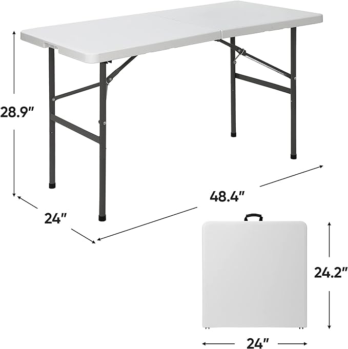 SUPER DEAL Portable 4 Foot Plastic Folding Table, Small Indoor Outdoor Heavy - Image 3