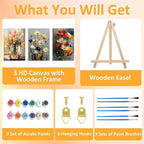 3 Pack Floral Framed Paint by Numbers Kits - Image 4