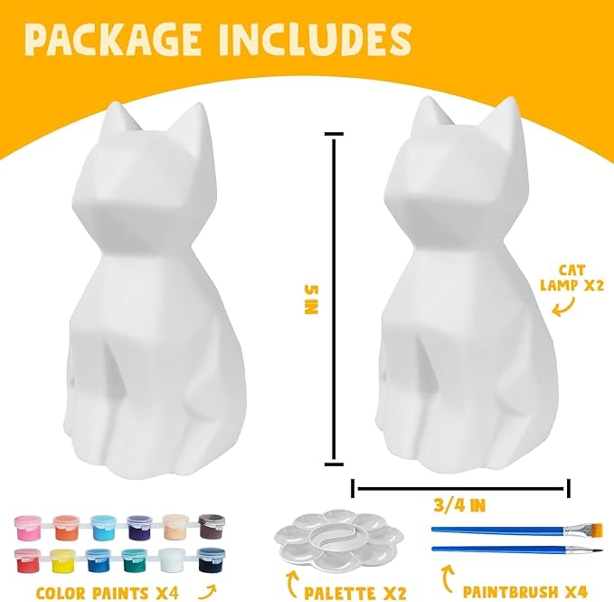 Goody King Paint Your Own Cat Lamp Kit, Easter Basket Stuffers, Arts & Crafts - Image 4