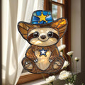 Cowboy Sloth Sheriff Acrylic Suncatcher by Unknown