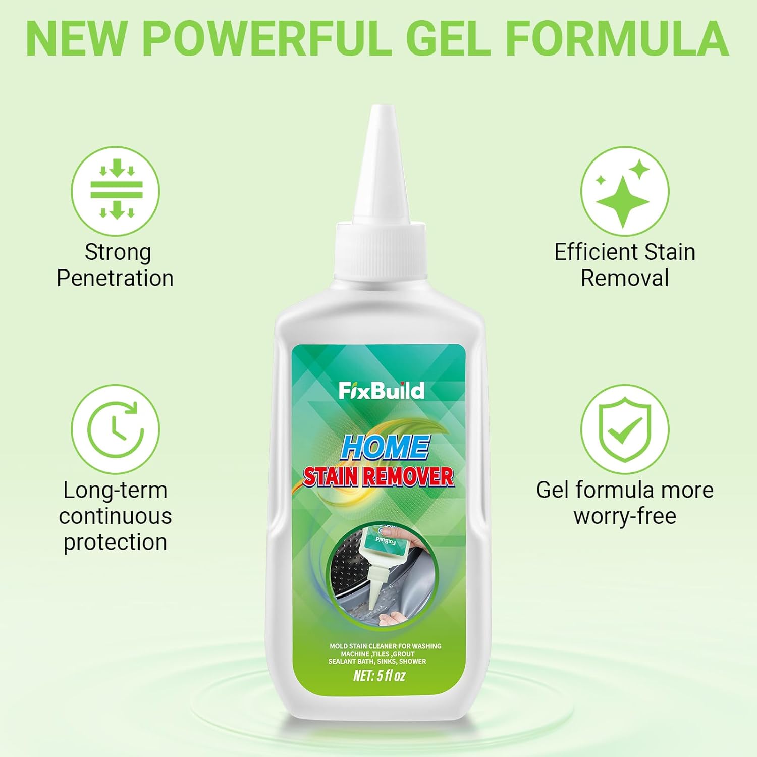 Household Removal Gel, Multi-Purpose Removal Cleaner for Refrigerator Washer Rings, Caulk, 5 FL OZ