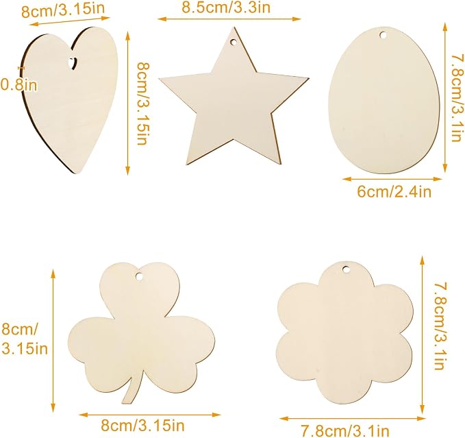 Eggs Shape 50Pcs Unfinished Wooden Easter Ornaments DIY Craft Present-50-Pack - Image 6