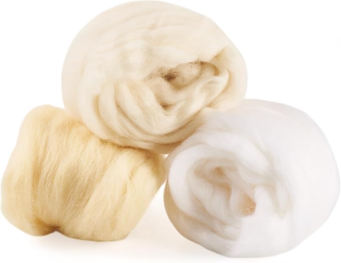 60G Needle Felting Wool White Wool Roving by Spritewelry