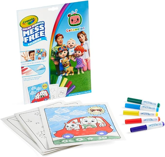 Crayola Cocomelon Color Wonder Coloring Set, Cocomelon Coloring Pages, Mess - Image 2